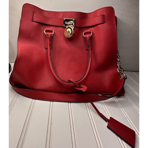 Michael Kors Red Hamilton Handbag - Picture 2 of 16